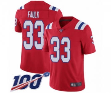 Men's New England Patriots #33 Kevin Faulk Red Alternate Vapor Untouchable Limited Player 100th Season Football Jersey