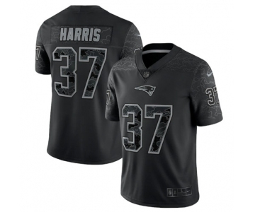 Men's New England Patriots #37 Damien Harris Black Reflective Limited Stitched Football Jersey