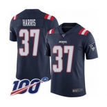 Men's New England Patriots #37 Damien Harris Limited Navy Blue Rush Vapor Untouchable 100th Season Football Jersey