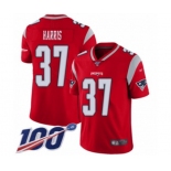 Men's New England Patriots #37 Damien Harris Limited Red Inverted Legend 100th Season Football Jersey