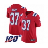 Men's New England Patriots #37 Damien Harris Red Alternate Vapor Untouchable Limited Player 100th Season Football Jersey