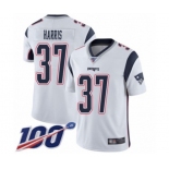 Men's New England Patriots #37 Damien Harris White Vapor Untouchable Limited Player 100th Season Football Jersey