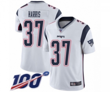 Men's New England Patriots #37 Damien Harris White Vapor Untouchable Limited Player 100th Season Football Jersey