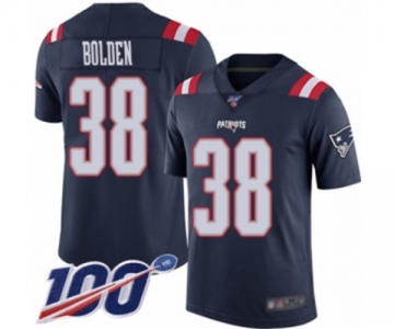 Men's New England Patriots #38 Brandon Bolden Limited Navy Blue Rush Vapor Untouchable 100th Season Football Jersey