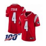 Men's New England Patriots #4 Jarrett Stidham Limited Red Inverted Legend 100th Season Football Jersey