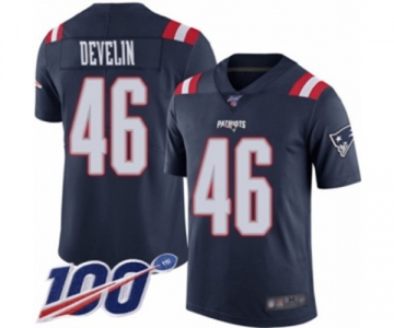 Men's New England Patriots #46 James Develin Limited Navy Blue Rush Vapor Untouchable 100th Season Football Jersey