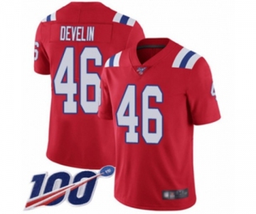 Men's New England Patriots #46 James Develin Red Alternate Vapor Untouchable Limited Player 100th Season Football Jersey