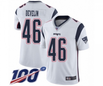 Men's New England Patriots #46 James Develin White Vapor Untouchable Limited Player 100th Season Football Jersey