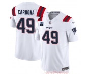 Men's New England Patriots #49 Joe Cardona White F.U.S.E. With 1-Star C Patch Vapor Limited Stitched Football Jersey