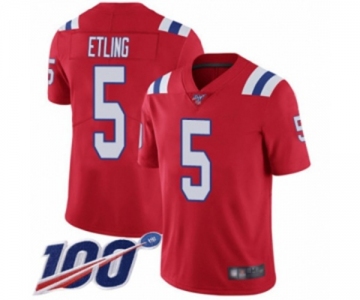 Men's New England Patriots #5 Danny Etling Red Alternate Vapor Untouchable Limited Player 100th Season Football Jersey