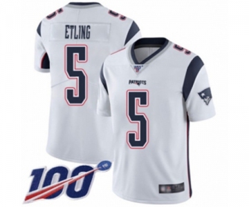 Men's New England Patriots #5 Danny Etling White Vapor Untouchable Limited Player 100th Season Football Jersey