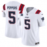 Men's New England Patriots #5 Jabrill Peppers White F.U.S.E. With 3-Star C Patch Vapor Limited Stitched Football Jersey