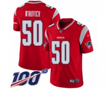 Men's New England Patriots #50 Chase Winovich Limited Red Inverted Legend 100th Season Football Jersey