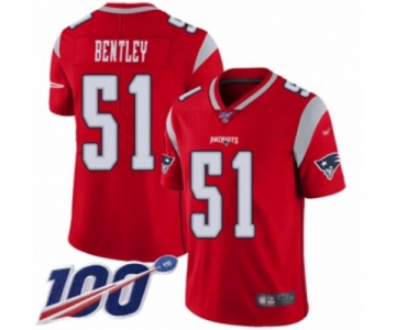 Men's New England Patriots #51 Ja'Whaun Bentley Limited Red Inverted Legend 100th Season Football Jersey