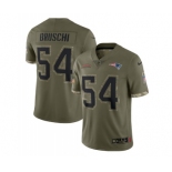 Men's New England Patriots #54 Tedy Bruschi 2022 Olive Salute To Service Limited Stitched Jersey