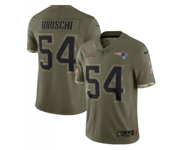 Men's New England Patriots #54 Tedy Bruschi 2022 Olive Salute To Service Limited Stitched Jersey