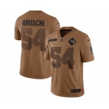 Men's New England Patriots #54 Tedy Bruschi 2023 Brown Salute To Service Limited Football Stitched Jersey