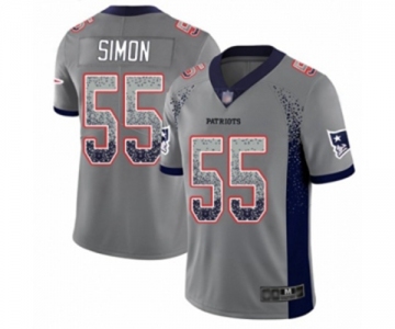 Men's New England Patriots #55 John Simon Limited Gray Rush Drift Fashion Football Jersey