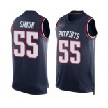 Men's New England Patriots #55 John Simon Limited Navy Blue Player Name & Number Tank Top Football Jersey