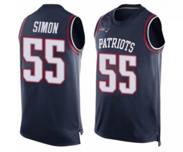 Men's New England Patriots #55 John Simon Limited Navy Blue Player Name & Number Tank Top Football Jersey