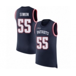 Men's New England Patriots #55 John Simon Navy Blue Rush Player Name & Number Tank Top Football Jersey