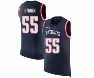 Men's New England Patriots #55 John Simon Navy Blue Rush Player Name & Number Tank Top Football Jersey