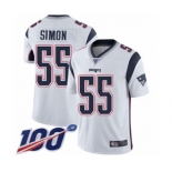 Men's New England Patriots #55 John Simon White Vapor Untouchable Limited Player 100th Season Football Jersey