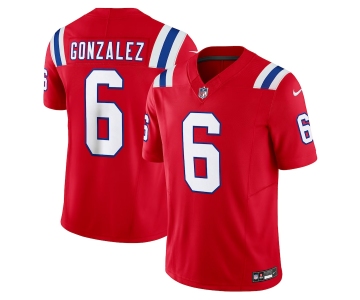 Men's New England Patriots #6 Christian Gonzalez Red 2023 F.U.S.E. Vapor Limited Football Stitched Jersey