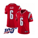 Men's New England Patriots #6 Ryan Allen Limited Red Inverted Legend 100th Season Football Jersey