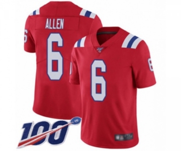 Men's New England Patriots #6 Ryan Allen Red Alternate Vapor Untouchable Limited Player 100th Season Football Jersey