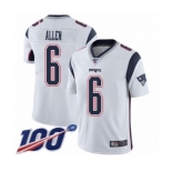 Men's New England Patriots #6 Ryan Allen White Vapor Untouchable Limited Player 100th Season Football Jersey