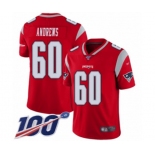 Men's New England Patriots #60 David Andrews Limited Red Inverted Legend 100th Season Football Jersey