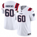 Men's New England Patriots #60 David Andrews White 2023 F.U.S.E. With 4-Star C Patch Vapor Limited Stitched Football Jersey