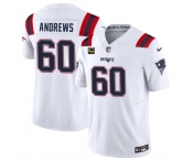 Men's New England Patriots #60 David Andrews White 2023 F.U.S.E. With 4-Star C Patch Vapor Limited Stitched Football Jersey