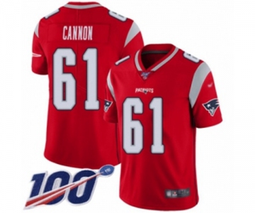 Men's New England Patriots #61 Marcus Cannon Limited Red Inverted Legend 100th Season Football Jersey