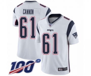 Men's New England Patriots #61 Marcus Cannon White Vapor Untouchable Limited Player 100th Season Football Jersey