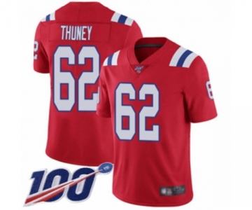 Men's New England Patriots #62 Joe Thuney Red Alternate Vapor Untouchable Limited Player 100th Season Football Jersey