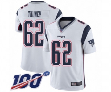 Men's New England Patriots #62 Joe Thuney White Vapor Untouchable Limited Player 100th Season Football Jersey