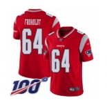 Men's New England Patriots #64 Hjalte Froholdt Limited Red Inverted Legend 100th Season Football Jersey