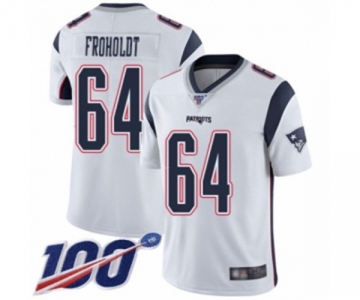 Men's New England Patriots #64 Hjalte Froholdt White Vapor Untouchable Limited Player 100th Season Football Jersey