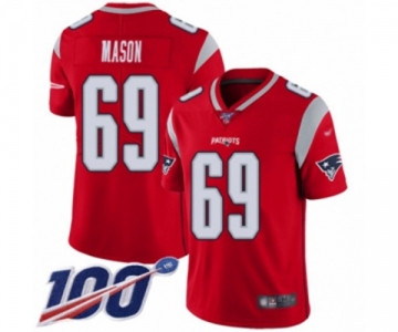 Men's New England Patriots #69 Shaq Mason Limited Red Inverted Legend 100th Season Football Jersey