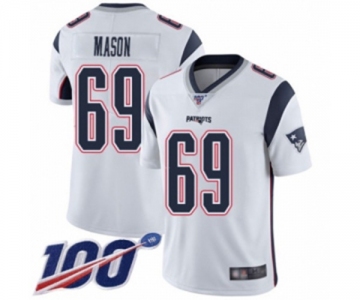 Men's New England Patriots #69 Shaq Mason White Vapor Untouchable Limited Player 100th Season Football Jersey