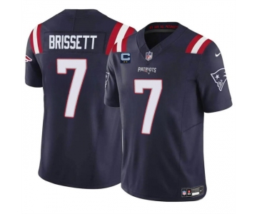 Men's New England Patriots #7 Jacoby Brissett Navy F.U.S.E. With 2-Star C Patch Vapor Limited Stitched Football Jersey