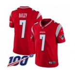 Men's New England Patriots #7 Jake Bailey Limited Red Inverted Legend 100th Season Football Jersey