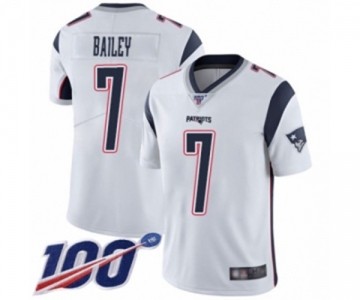 Men's New England Patriots #7 Jake Bailey White Vapor Untouchable Limited Player 100th Season Football Jersey