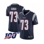 Men's New England Patriots #73 John Hannah Navy Blue Team Color Vapor Untouchable Limited Player 100th Season Football Jersey