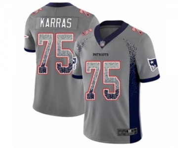 Men's New England Patriots #75 Ted Karras Limited Gray Rush Drift Fashion Football Jersey