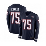 Men's New England Patriots #75 Ted Karras Limited Navy Blue Therma Long Sleeve Football Jersey