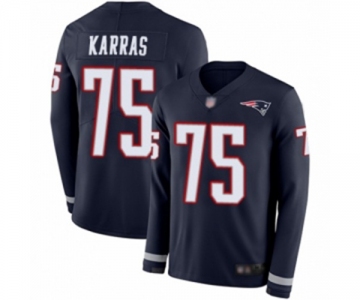 Men's New England Patriots #75 Ted Karras Limited Navy Blue Therma Long Sleeve Football Jersey