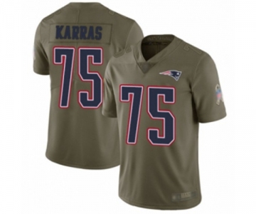 Men's New England Patriots #75 Ted Karras Limited Olive 2017 Salute to Service Football Jersey